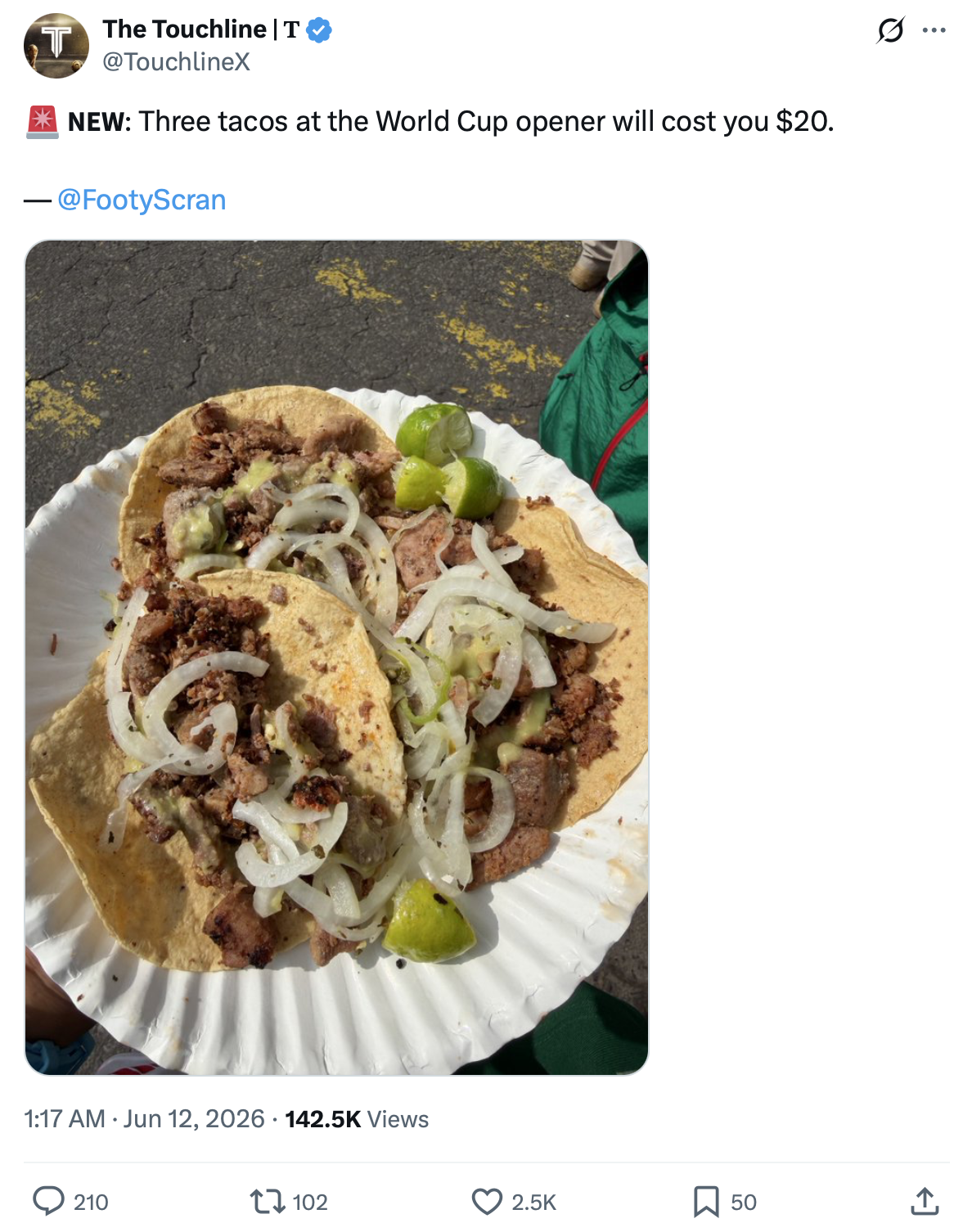 Cướp đêm là giặc, "cướp ngày" là taco ở World Cup 2026: Món ăn bình dân của Mexico được "thổi" giá gấp 12 lần ngay trên sân nhà! - Ảnh 2.