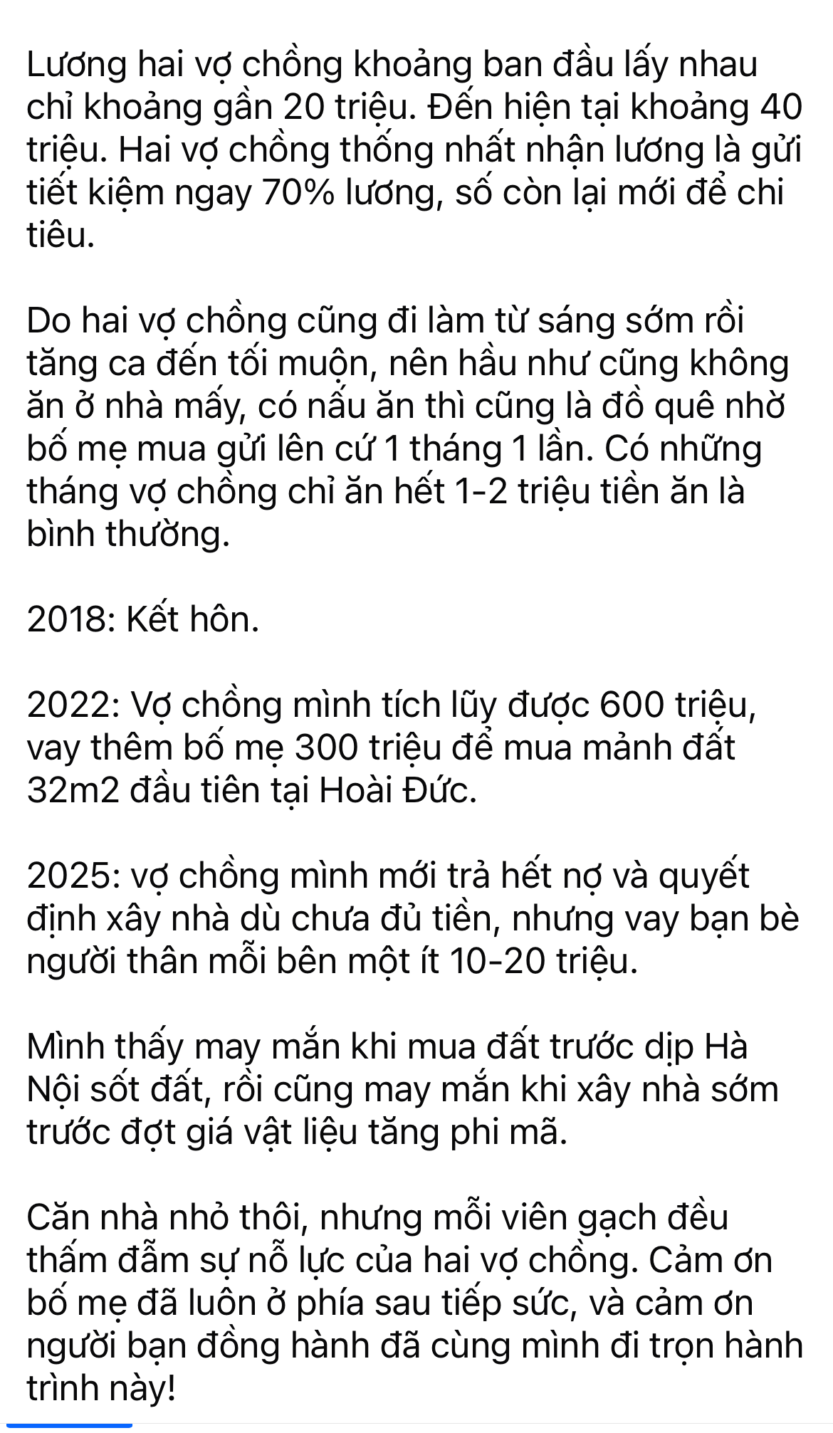 Hai vợ chồng công nhân ở Hà Nội thu nhập 20 triệu/tháng vẫn tiết kiệm được 70%, mua đất xây nhà sau 7 năm kết hôn- Ảnh 1.
