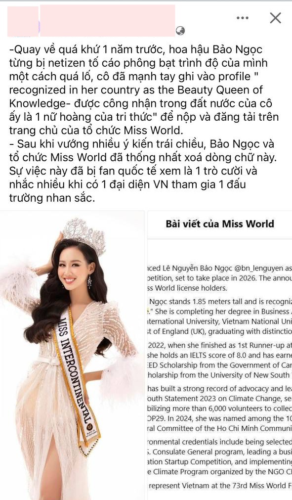 Xôn xao tin đồn về động thái của Miss World giữa ồn ào Bảo Ngọc "phông bạt" - Ảnh 1.