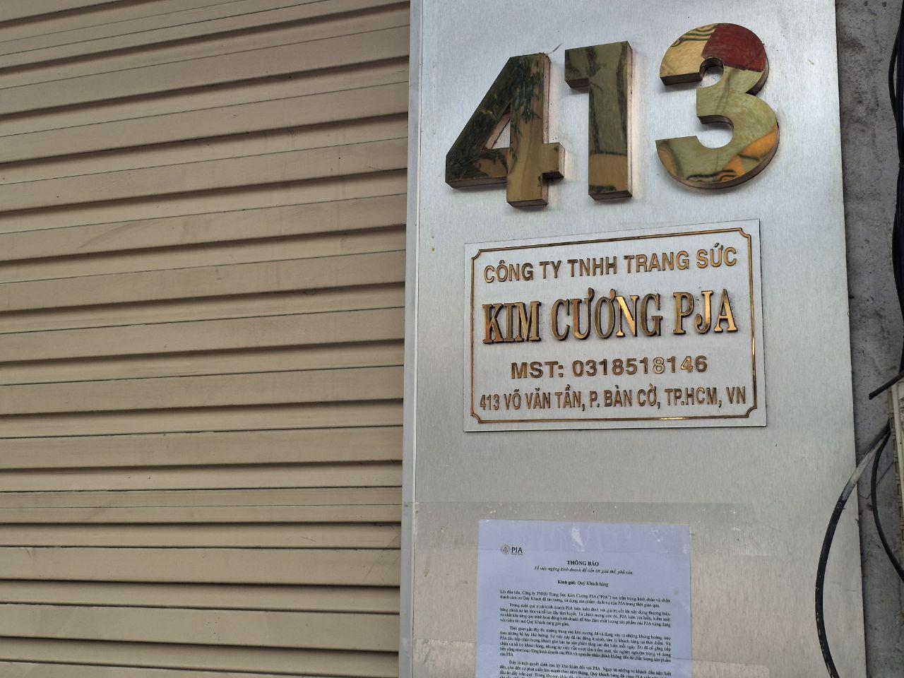 Kim cương PJA th&ocirc;ng b&aacute;o ngừng kinh doanh