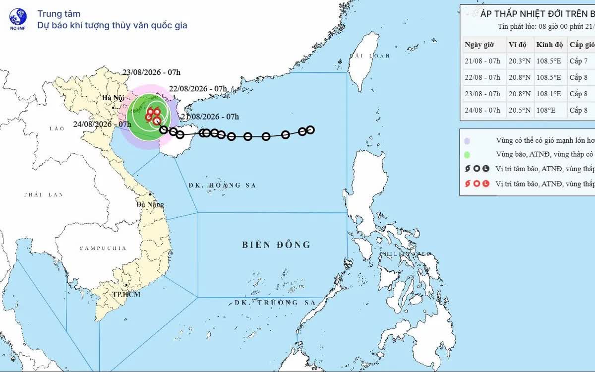 Áp thấp nhiệt đới đổi hướng, tăng cường độ trên Bắc Vịnh Bắc Bộ - Ảnh 1.