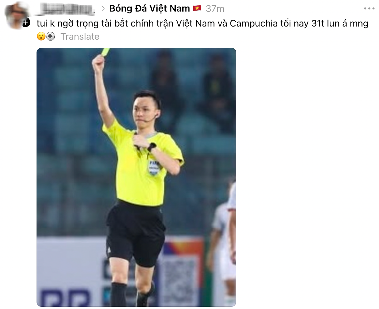 Sốc visual trọng tài trận Việt Nam 3-1 Campuchia: Trẻ như sinh viên, điển trai hút mắt khiến dân mạng thi nhau 