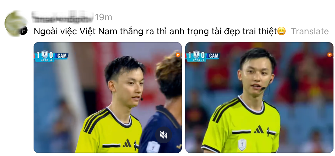 Sốc visual trọng tài trận Việt Nam 3-1 Campuchia: Trẻ như sinh viên, điển trai hút mắt khiến dân mạng thi nhau 