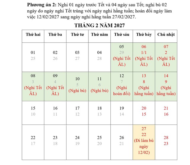 Đề xuất phương án nghỉ Tết Nguyên đán 2027- Ảnh 2.