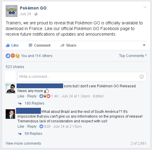  Người dùng phẫn nộ khi ý kiến không được Niantic lắng nghe. Ảnh chụp màn hình Fanpage Pokemon GO. 