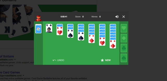 1. Nếu như bạn lên Google và tìm Solitaire, bạn sẽ có thể chơi lại tựa game kinh điển trên hệ điều hành Windows ngat trên trình duyệt của mình.