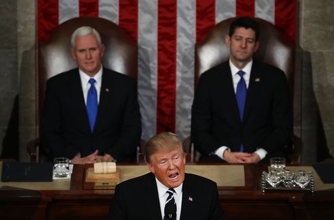 
Hình ảnh của Tổng thống Donald Trump trong buổi phát biểu đầu tiên tại Nghị viện Mỹ.
