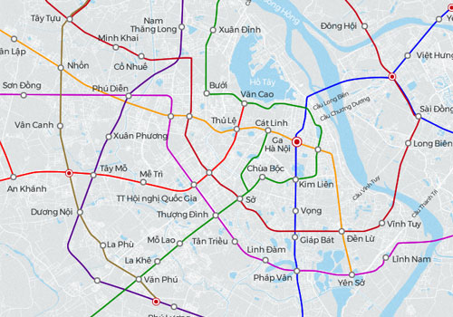 Mạng lưới đường sắt đô thị của Hà Nội.
