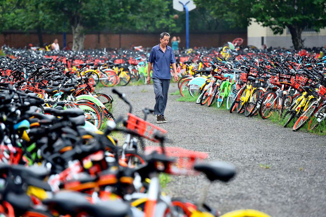 Sốc trước hình ảnh loạt nghĩa địa xe đạp khổng lồ rải rác khắp Trung Quốc