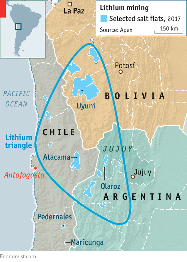 Khu vực khai thác Lithium chính tại Châu Mỹ Latinh
