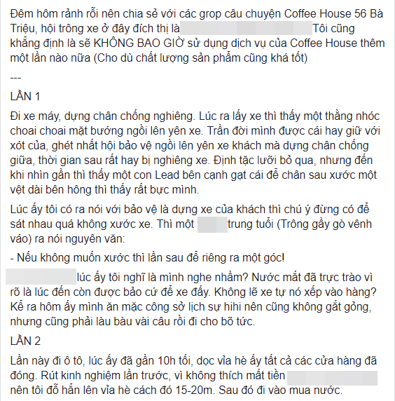 Đồ uống, phục vụ đều chất lượng nhưng chính đội ngũ giữ xe ở The Coffee House Bà Triệu đã khiến khách hàng thất vọng - Ảnh 2.