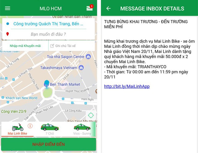 Mai Linh tung chiêu khuyến mại như Uber, Grab trong ngày khai trương “xe ôm công nghệ”  - Ảnh 1.