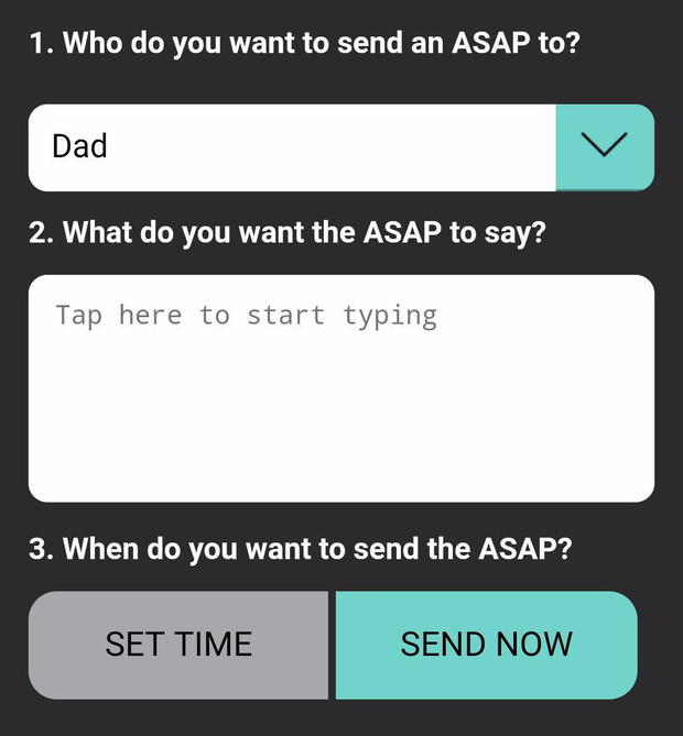 Giao diện gửi tin nhắn của ứng dụng ReplyASAP.