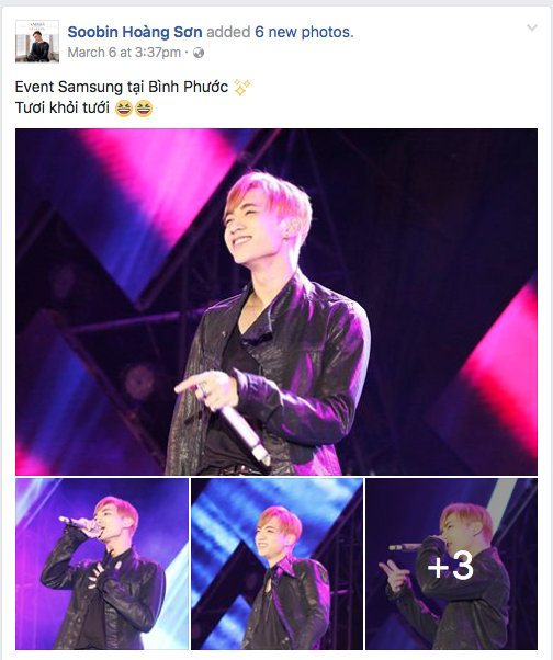 Trên trang Facebook chính thức, Soobin Hoàng Sơn công khai đăng ảnh tại đêm nhạc hội này, cho thấy anh đã thực sự trở thành người Samsung
