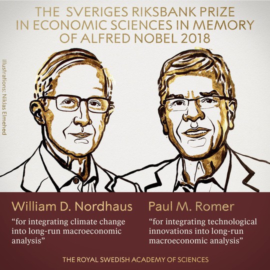 Nobel Kinh tế 2018 về tay hai người Mỹ - Ảnh 1.
