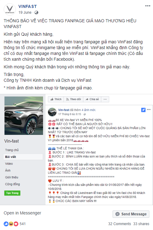 Sắp hết năm 2018 nhưng hàng nghìn dân mạng Việt vẫn bị lừa share fanpage để nhận xe Vinfast miễn phí - Ảnh 3.