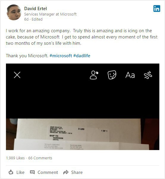  Lá thư đầy cảm động Microsoft gửi cho đứa con mới sinh của nhân viên: Cháu chính là tương lai mà chúng tôi hướng tới! - Ảnh 1.