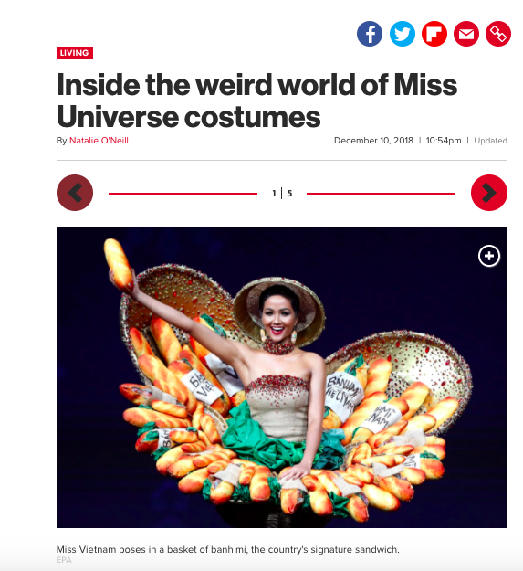Báo Mỹ chỉ đích danh bộ Bánh mì của HHen Niê là một trong những trang phục dị nhất Miss Universe 2018 - Ảnh 1.