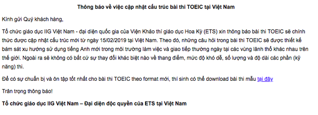 Infographic: Tất tần tật những điểm mới trong đề thi TOEIC được áp dụng tại Việt Nam từ 15/02/2019 - Ảnh 1. Infographic: Tất tần tật những điểm mới trong đề thi TOEIC được áp dụng tại Việt Nam từ 15/02/2019 - Ảnh 1.