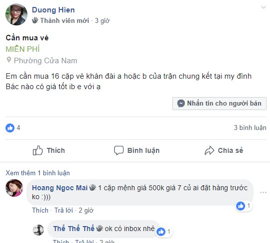 VFF chưa mở phân phối, chợ vé trận chung kết lượt về giữa Việt Nam và Malaysia đã nhộn nhịp - Ảnh 1. VFF chưa mở phân phối, chợ vé trận chung kết lượt về giữa Việt Nam và Malaysia đã nhộn nhịp - Ảnh 1.