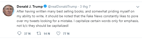 Viết tweet khoe khả năng viết lách, Tổng thống Donald Trump bất cẩn mắc ngay 2 lỗi chính tả - Ảnh 2.