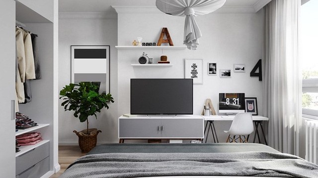 Căn hộ đẹp lạ được trang trí bằng hai màu sắc xám và trắng - Ảnh 8. Căn hộ đẹp lạ được trang trí bằng hai màu sắc xám và trắng - Ảnh 8.