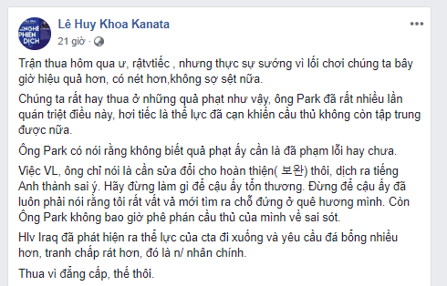 Cựu trợ lý Lê Huy Khoa lý giải scandal thầy Park đổ lỗi cho Văn Lâm sau trận thua Iraq  - Ảnh 2.