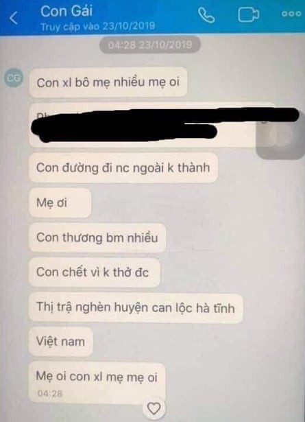  Tin nhắn cuối cùng của cô gái Việt nghi tử nạn trên xe tải ở Anh: Con chết vì không thở được. Con xin lỗi mẹ, mẹ ơi - Ảnh 1.