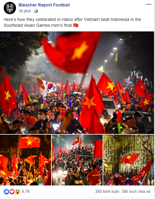  Báo thể thao hàng đầu nước Mỹ đăng ảnh Việt Nam ăn mừng HCV bóng đá SEA Games, choáng ngợp dòng người đổ ra phố - Ảnh 1.