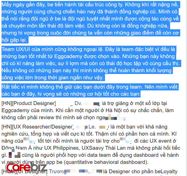 Tin nội bộ cho biết 180 người đã bị cho thôi việc trong lần tái cơ cấu nhân sự lớn nhất của be từ khi thành lập, đại diện doanh nghiệp nói gì? - Ảnh 2.