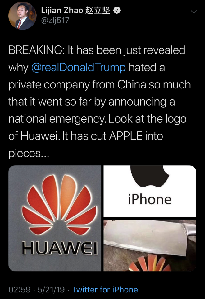 Tâng bốc Huawei và chế giễu Apple nhưng nhân vật mạnh mồm này lại vẫn dùng iPhone? - Ảnh 2. Tâng bốc Huawei và chế giễu Apple nhưng nhân vật mạnh mồm này lại vẫn dùng iPhone? - Ảnh 2.