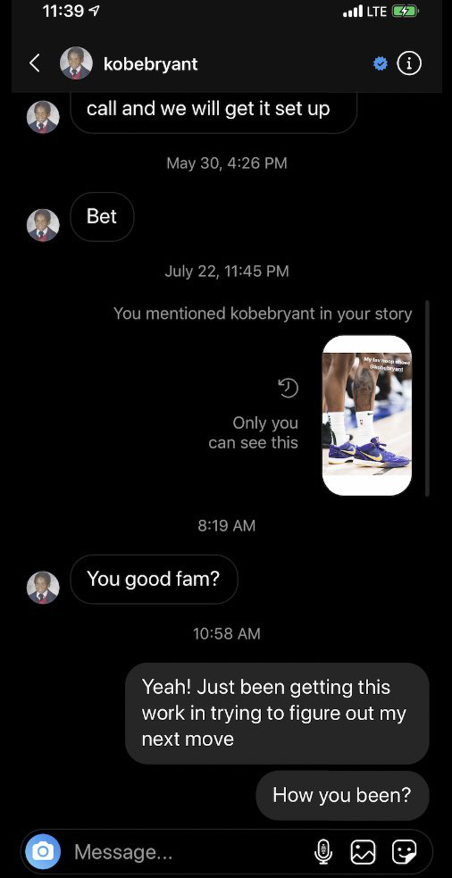 Tiết lộ những dòng tin nhắn cuối cùng từ huyền thoại bóng rổ Kobe Bryant trước khi qua đời thương tâm vì tai nạn trực thăng - Ảnh 2. Tiết lộ những dòng tin nhắn cuối cùng từ huyền thoại bóng rổ Kobe Bryant trước khi qua đời thương tâm vì tai nạn trực thăng - Ảnh 2.