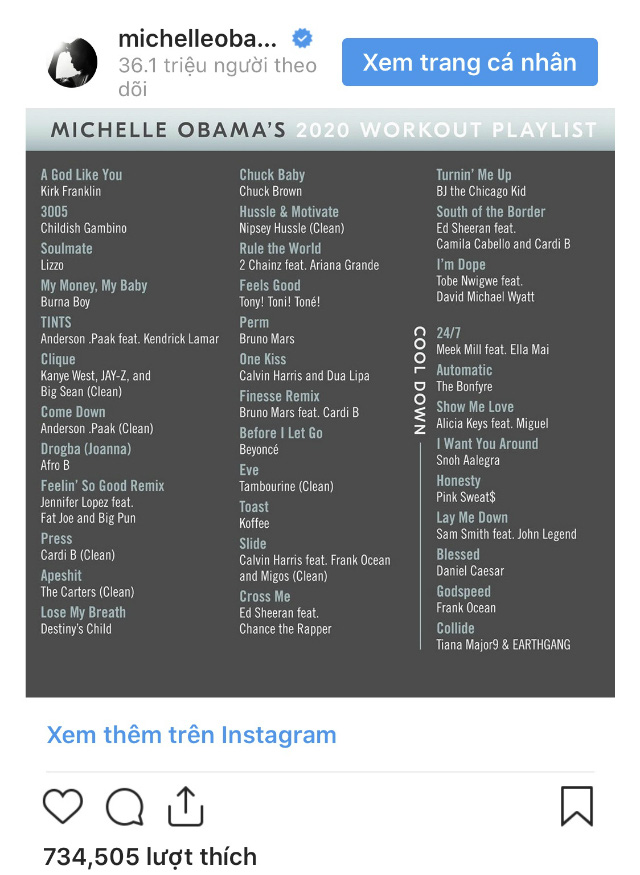 Danh sách các bài hát của Michelle Obama giúp truyền cảm hứng cho năm mới - Ảnh 1.