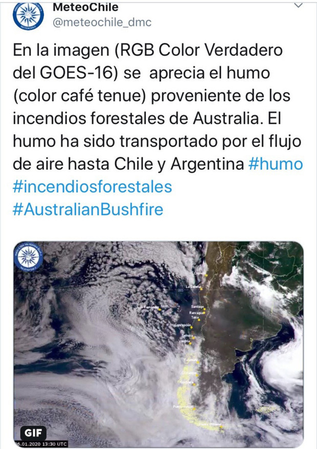 Khói từ đám cháy ở Úc đã lan đến Chile và Argentina - Ảnh 1.