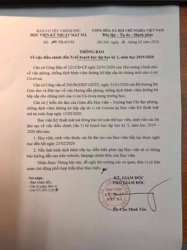 Cập nhật: Danh sách 18 trường ĐH, CĐ cho sinh viên nghỉ tiếp đến cuối tháng 2 hoặc sang tháng 3 để phòng dịch Covid-19 - Ảnh 4.