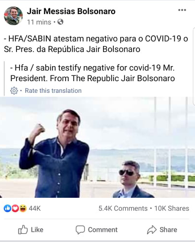  TT Brazil Bolsonaro chính thức phủ nhận dương tính với virus corona chủng mới  - Ảnh 1.