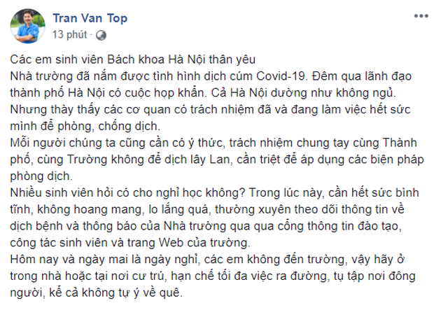 Các trường ĐH ở Hà Nội gửi thông báo khẩn thay đổi lịch đi học, yêu cầu sinh viên bình tĩnh, hạn chế đi lại - Ảnh 1.