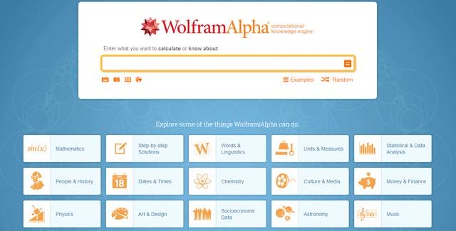  Các lĩnh vực mà WolframAlpha hiểu biết là rất rộng lớn 