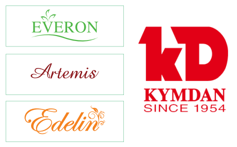 Everpia dùng khá nhiều thương hiệu cho các sản phẩm và phân khúc khác nhau trong khi Kymdan dùng chung thương hiệu Kymdan
