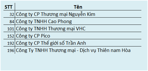 Với một Nguyễn Kim đang dần tụt lại, Cao Phong (chuỗi điện máy Chợ Lớn), Thiên Hòa đang dần chiếm ưu thế ở phía Nam và VHC (chuỗi điện máy HC) đang vượt trội ở phía Bắc.