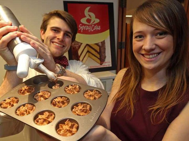 John McCallum and Brooke Nowakowski invented microwavable Spray Cake in a can.