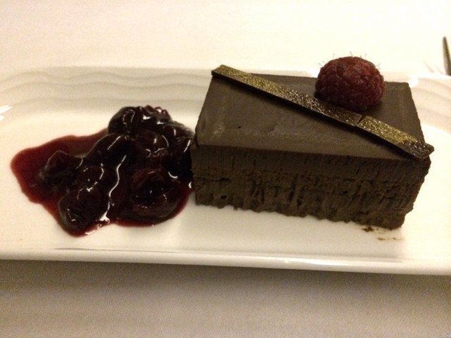 9. Emirates. This chocolate ganache cake, served on a flight from Dubai to Dallas, looks super yummy.