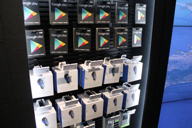 There are also Google Play gift cards, Chromecast dongles and other accessories for sale.