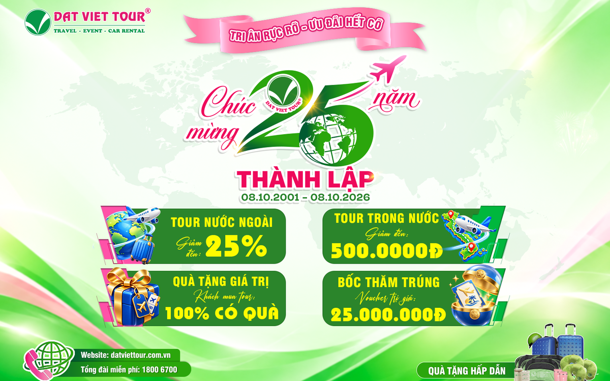 Kỷ niệm 25 năm thành lập Đất Việt Tour tung ưu đãi cực sốc, ra mắt tour bay thẳng Thượng Hải