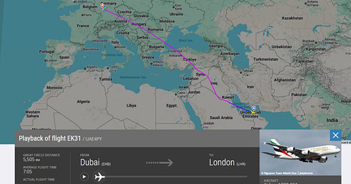 Một máy bay Airbus xuất phát từ Dubai bỗng phát tín hiệu khẩn cấp 7700