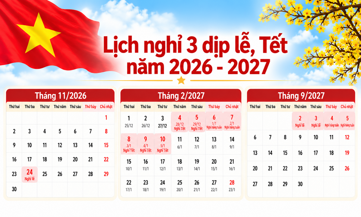 Chi tiết lịch nghỉ Ngày Văn hóa 2026, Tết Nguyên đán và Quốc khánh 2027