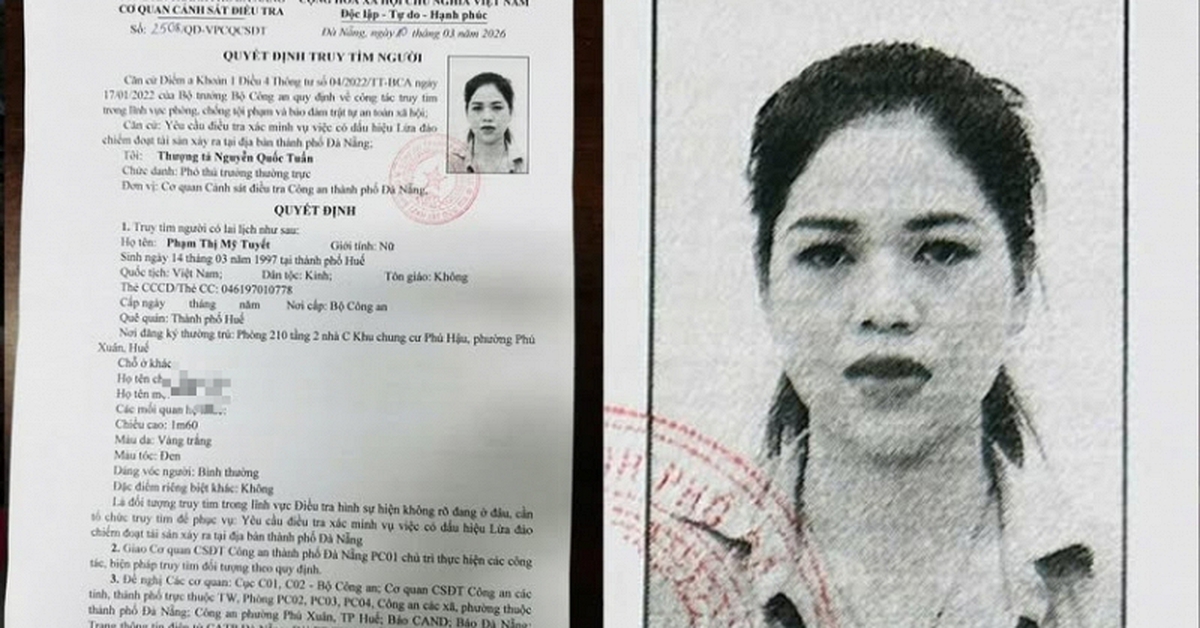 Ra quyết định truy tìm Phạm Thị Mỹ Tuyết sinh năm 1997