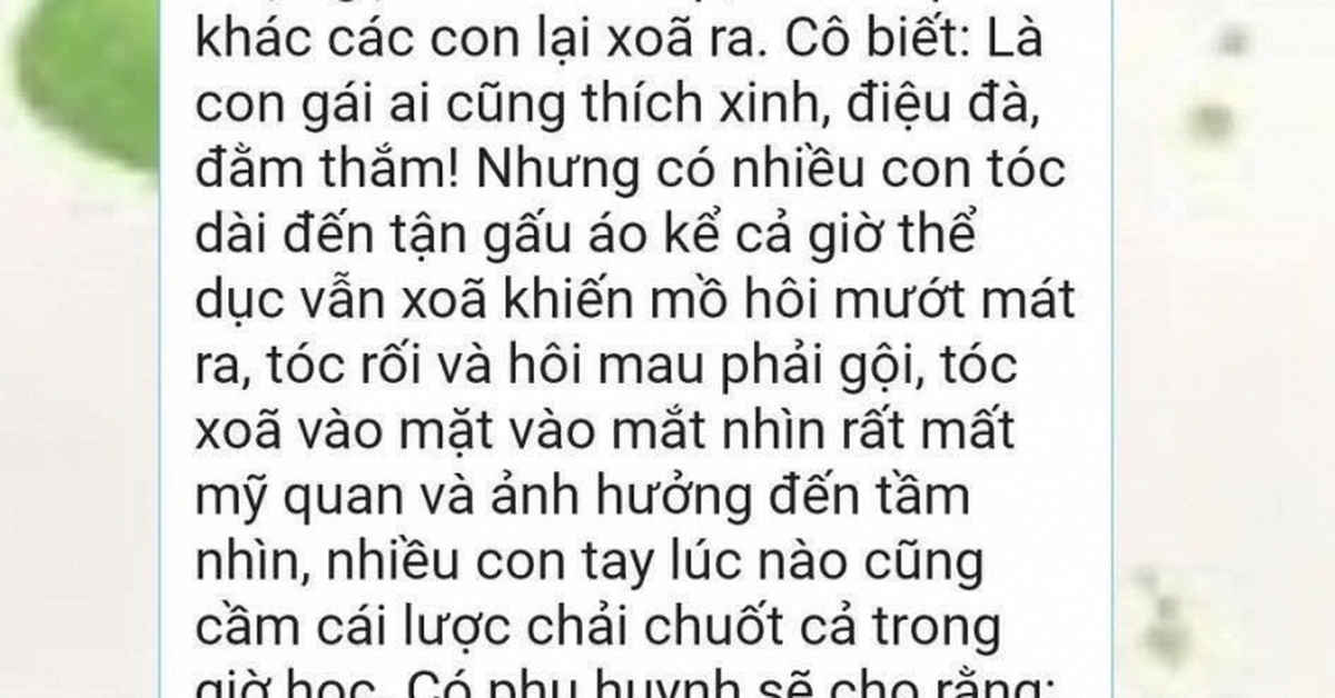 Tin nhắn của 1 cô giáo khiến hàng trăm phụ huynh tranh luận: Nên tôn trọng quyền riêng tư của nữ sinh hay bắt ép vào khuôn khổ?