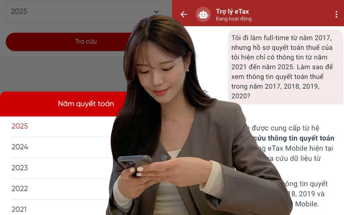 eTax Mobile chỉ hiển thị thông tin quyết toán thuế từ 2021-2025, làm sao để tra cứu quá trình đóng thuế của những năm trước đó?