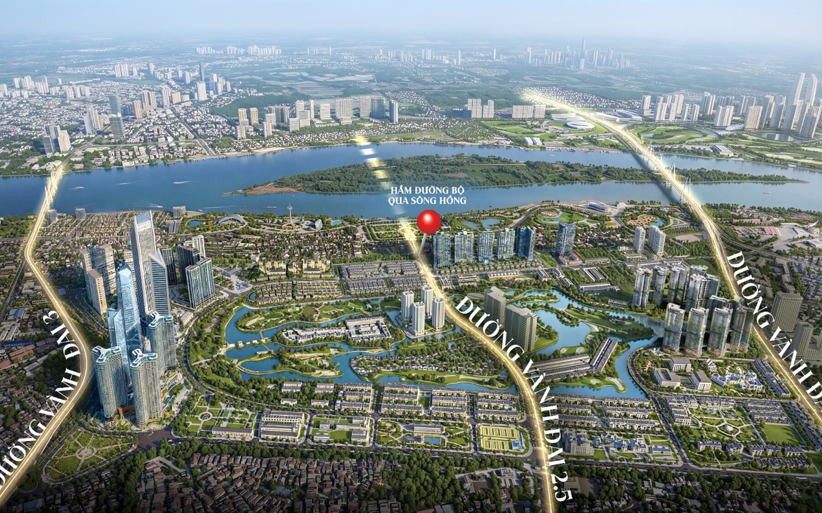 Toàn cảnh khu vực sẽ xây hầm vượt sông Hồng: kế cận dự án hàng hiệu của Sunshine Group